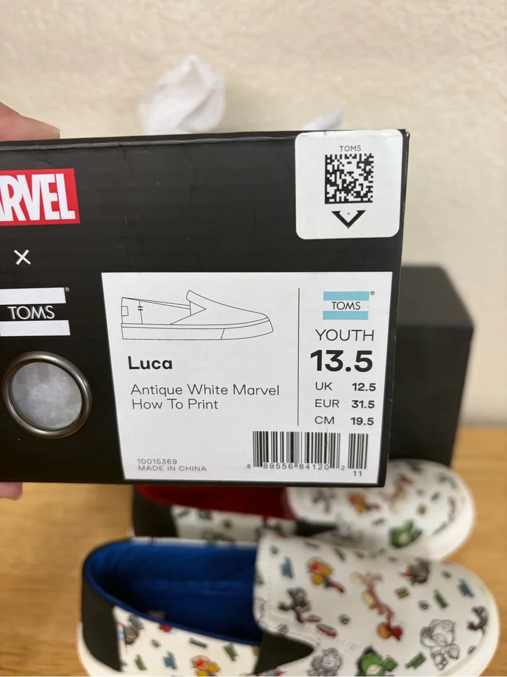 Toms Marvel Kids' Slip-On Luca Antique White Marvel How to Print 13.5 Sneakers